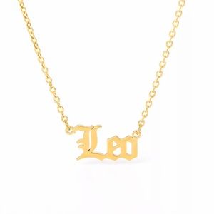 Leo Zodiac Sign Letter Pendant Gold Necklace.